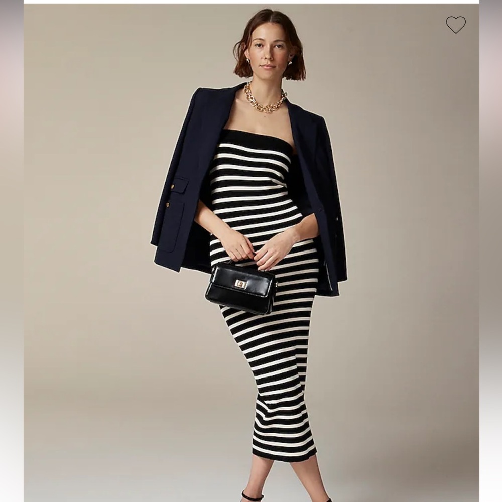 NWT J. Crew Cyan Strapless Sweater-Dress in Stripe.